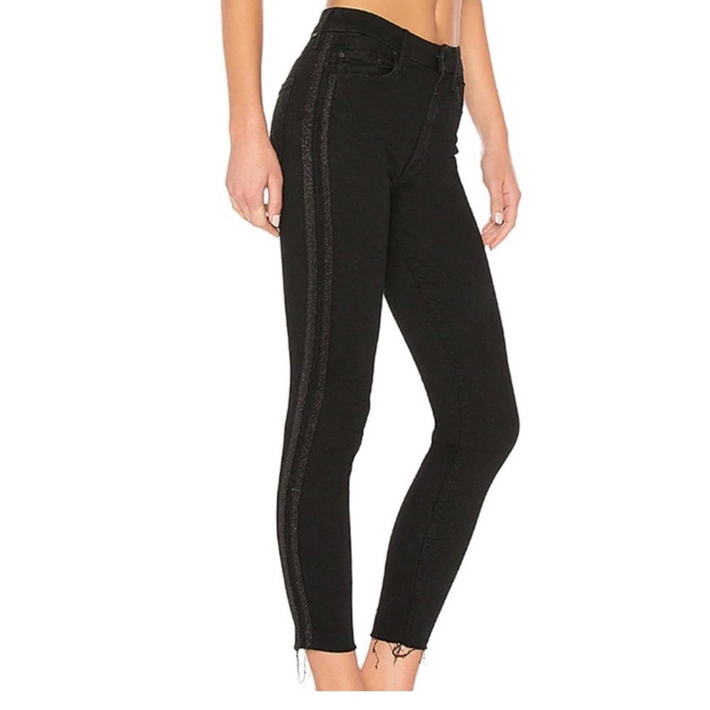 MOTHER • designer jeans the looker high waist ankle guilty party racer sparkle